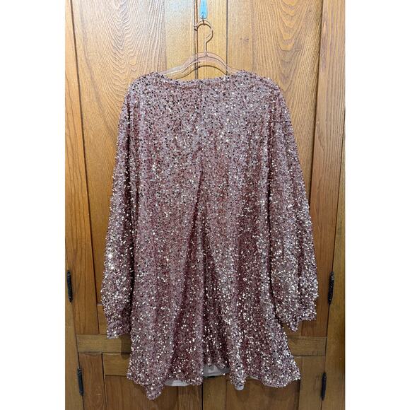 Boohoo Rose Gold Sequin Dress - Women's 22 - Picture 2 of 6